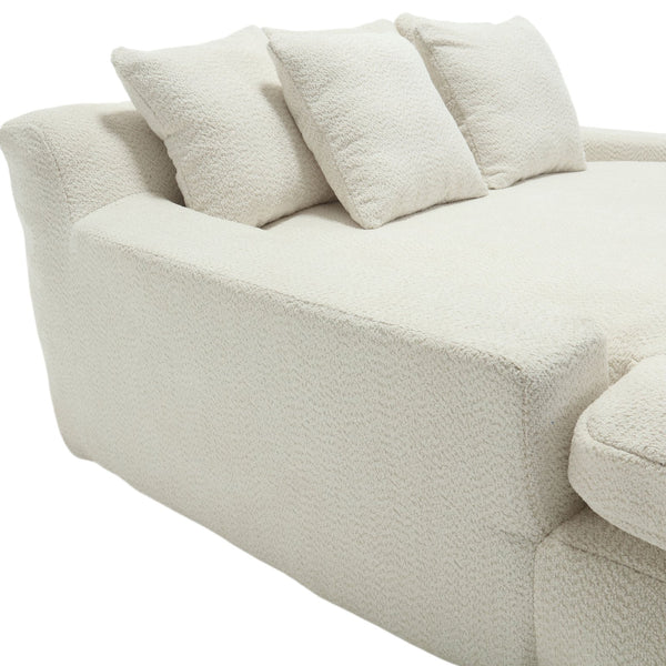 English Elm COOLMORE Chenille 2-Seater Lazy Sofa with 5 Supportive Back Pillows, Deep Seat Couch for Lounge White W395P197923