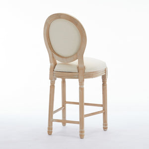 English Elm Solid Wood Bar Stools Set Of 2 - Rustic French Country Design With Upholstered Seating For Comfort W1622P221395-GIGA