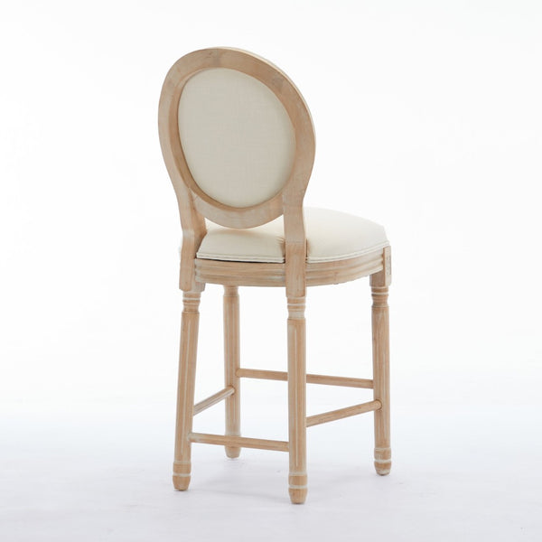 English Elm Solid Wood Bar Stools Set Of 2 - Rustic French Country Design With Upholstered Seating For Comfort W1622P221395-GIGA