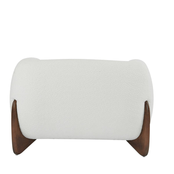 English Elm Christopher Knight Home® - Modern Upholstered Round Arm Accent Chair with Velvet Finish, Elegant Curved Back and Three Legs Design White+Walnut 39.5 L x 32.5 W x 23.25 H N776P216196W