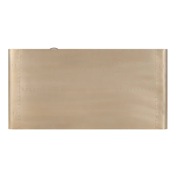 English Elm Gold Gold Aluminum and Grey Writing Desk with Patchwork Top, X-Base Metal Frame, Soft-Close Drawers and Modern Glam 95 B062P184563