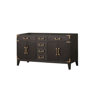 English Elm Brown Oak Double Bath Vanity - Stylish 60" W Solid Wood Storage Solution For Family Bathrooms & More B2731P259839