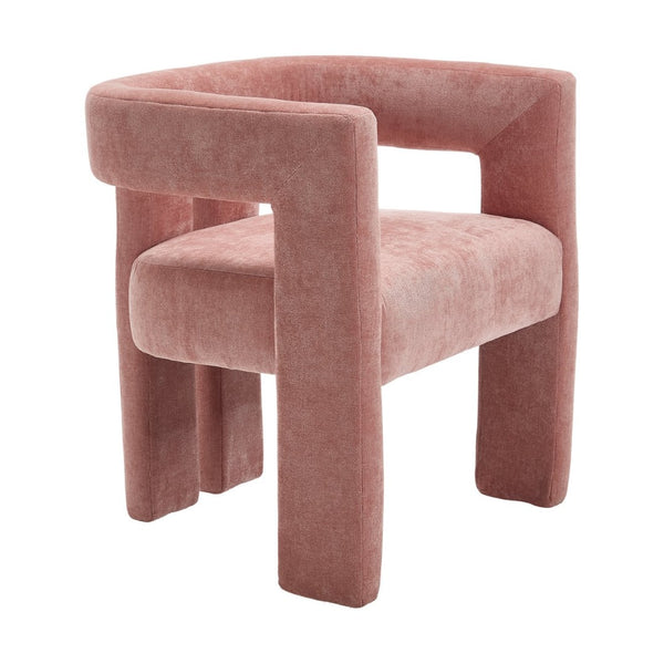 English Elm United We Win Chenille Barrel Accent Armchairs Set of Two for Living Room Dining Pink W1568P389270