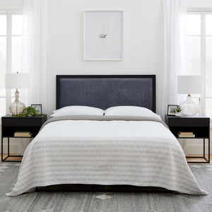 English Elm Metal Upholstered Headboard Queen Navy with Metal Trim, 26" Padded Height, Spot-Clean, Modern Chic B350P394947