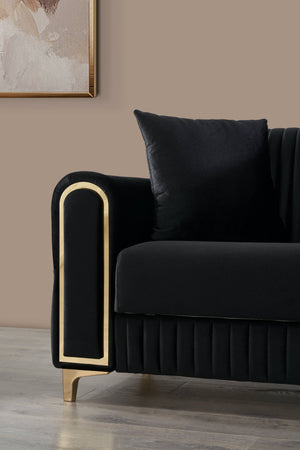 English Elm Melody Modern Velvet Sleeper Sofa & Loveseat Set - Stylish, Functional, Gold Accents, Storage Solution B009S01523