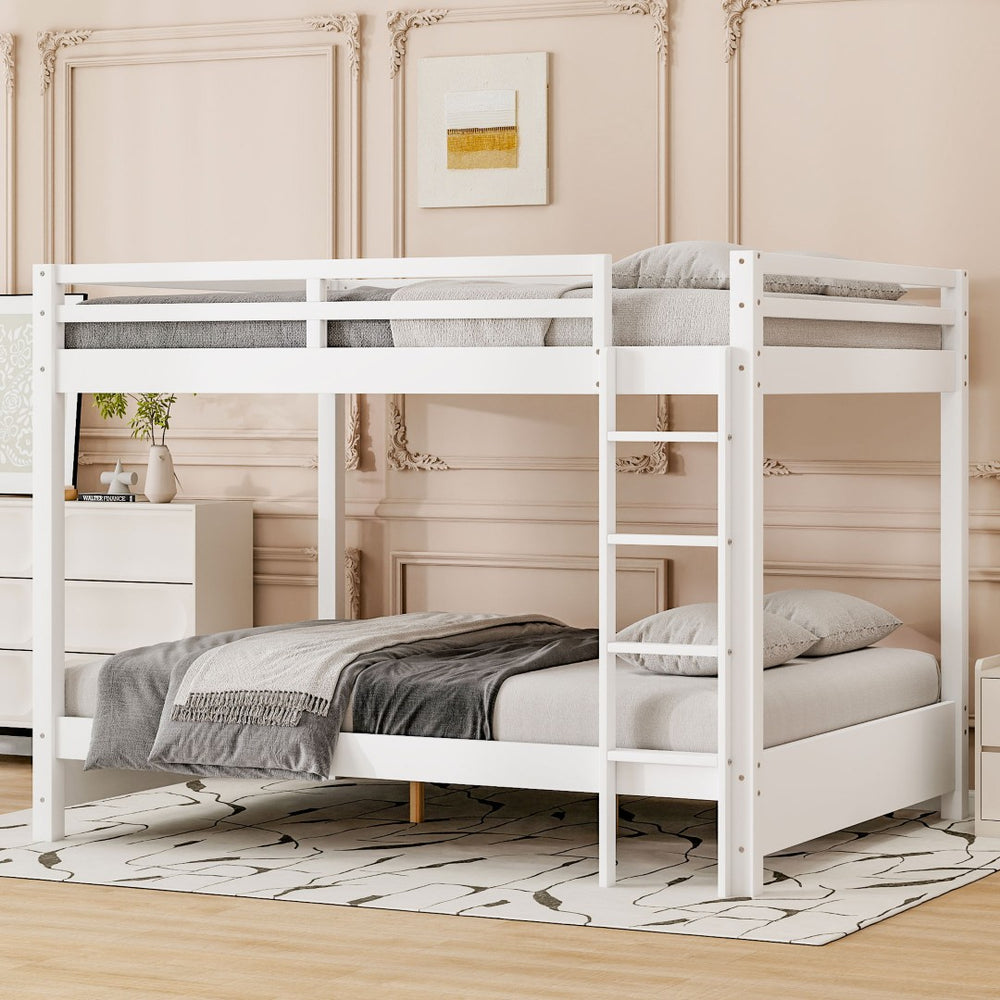 English Elm Wood Queen Size Bunk Bed With Ladder - Sturdy, Space-Saving Design For Modern Bedrooms & Guests N7090004007K-GIGA