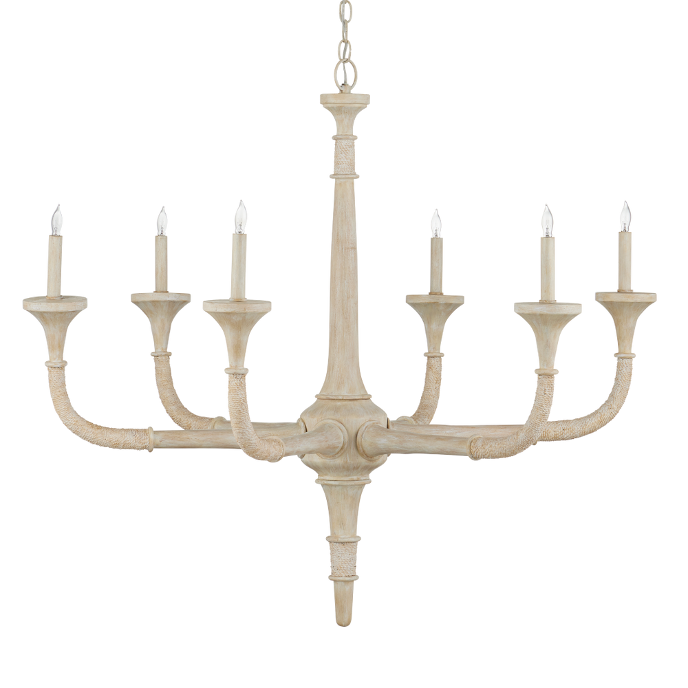 Aleister Chandelier - Coastal Sandstone Finish with Abaca Rope, Wrought Iron, and Adjustable Height