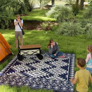 English Elm Outsunny Reversible Polypropylene Outdoor Rug Geometric Pattern Waterproof Patio Camping W2225P485554
