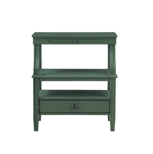 English Elm Newland Vintage Green Storage Nightstand with Drawer, Pull-Out Tray, Fluted Legs & Ample Shelf Space B050P376940