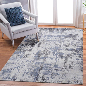 English Elm Payas Collection 6X9 Grey Denim Abstract Area Rug - Modern, Soft, Stain-Resistant For Every Home B189P183553-GIGA