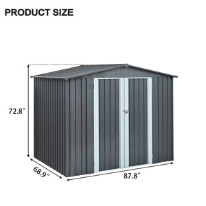English Elm Metal Galvanized Steel Outdoor Shed with Double Doors for Backyard Tool Storage W5006S00001
