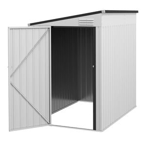 English Elm Outsunny Lean to Galvanized Steel Outdoor Storage Shed with Lockable Door and Air Vents W2225P229424