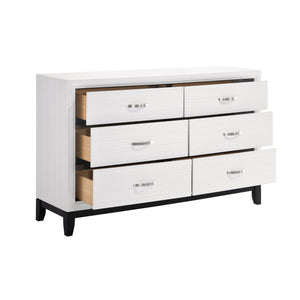 English Elm Modern Davi 5-Drawer Chest with Wood Grain Melamine, Nickel Pulls & Black Base Rail for Bedroom White 60.5 L x 19 W x 35.25 H B011P235881