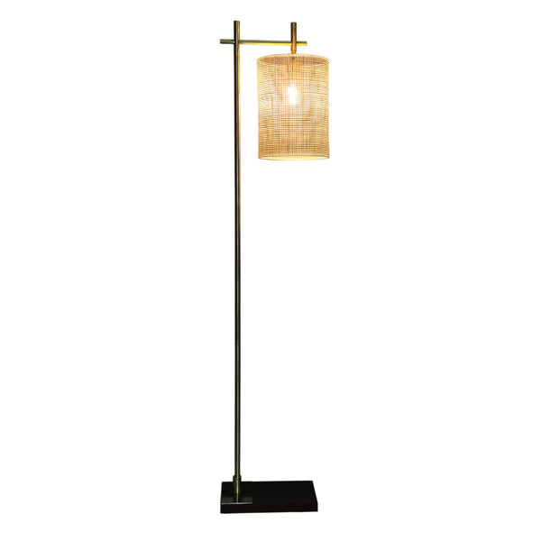 English Elm Ashcroft Furniture - Tall Corner Floor Lamp - Elegant Bamboo Shade Light For Cozy Living Rooms, Bedrooms & Office Spaces B183P315096
