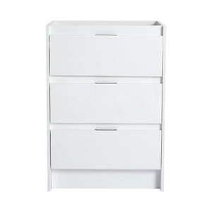 English Elm 24" Freestanding Bathroom Vanity with White Resin Sink, Soft-Close Doors, Adjustable Shelf, Durable Plywood Finish Glossy White W999S00384