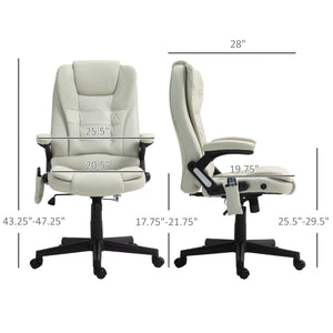 English Elm HOMCOM Executive Massage Office Chair with 6-Point Vibration, Lumbar Heat, Recline & Remote Control Beige W2225P229770