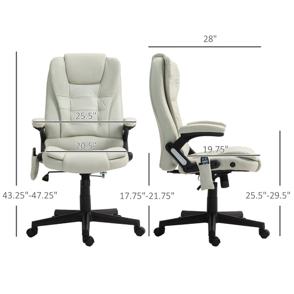 English Elm HOMCOM Executive Massage Office Chair with 6-Point Vibration, Lumbar Heat, Recline & Remote Control Beige W2225P229770