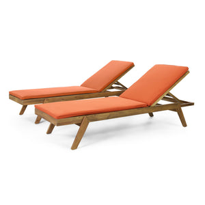 English Elm Christopher Knight Home® - Caily Chaise Lounge Set - Stylish Acacia Wood Loungers With Adjustable Backrests & Cushions For Comfort 71346.00ORG
