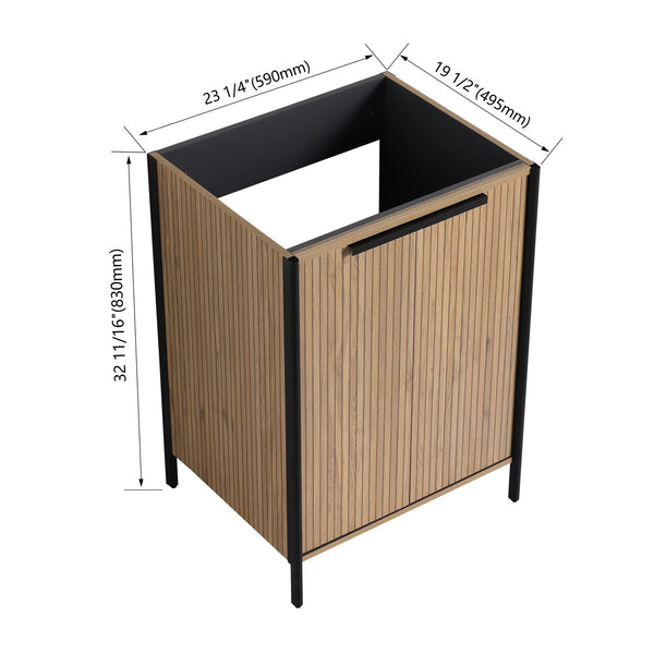 English Elm 24" Freestanding Bathroom Vanity Modern 24in Plywood Cabinet with Soft-Close Hinges, Adjustable Shelf, Scratch & Water-Resistant Finish, KD Packing Excludes Sink W999P251003