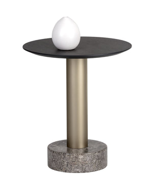 Sunpan Monaco End Table: Modern Elegance with Unique Marble Design and Durable Iron Base for Any Room Gold / Grey Marble / Charcoal Grey