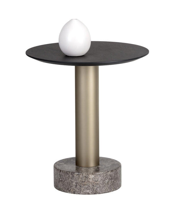 Sunpan Monaco End Table: Modern Elegance with Unique Marble Design and Durable Iron Base for Any Room Gold / Grey Marble / Charcoal Grey