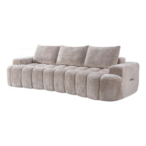 English Elm 100" Oversized Curved Boucle Sectional Sofa Channel Tufted 3 Seat Modern Living Room Camel W5515P496938