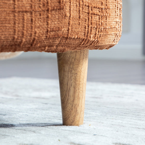English Elm 77.17" Chenille Chaise Bench with Bolster Pillows Rubberwood Base for Bedroom Lounge W3189S00041