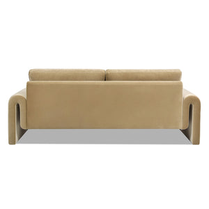 English Elm Jennifer Taylor Home - Mason 85" Arched Arm Sofa in Camel Beige Performance Velvet — 30K Double Rub, Pet-Friendly, Removable Covers B2719P238352