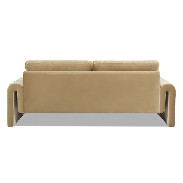 English Elm Jennifer Taylor Home - Mason 85" Arched Arm Sofa in Camel Beige Performance Velvet — 30K Double Rub, Pet-Friendly, Removable Covers B2719P238352