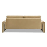 English Elm Mason 85" Arched Arm Sofa, Camel Brown Beige Performance Velvet