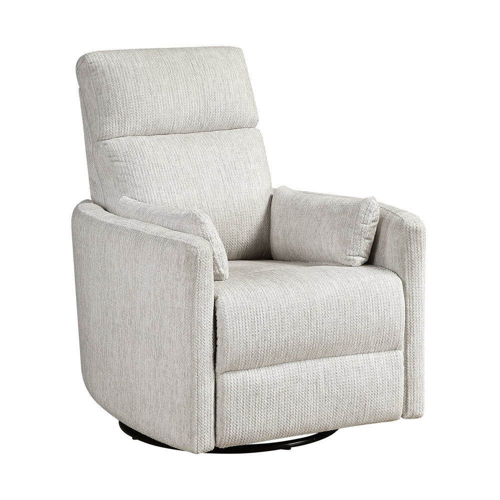 English Elm Modern Swivel Glider Recliner Chair with 360° Rotation, Plush Microfiber Upholstery & Pillows for Nursery Living Room Comfort Beige 33 L x 32.5 W x 26 H B011P395821