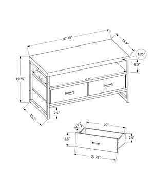 English Elm Tv Stand 48 Inch Media Console with Two Drawers Black Laminate Metal Modern B2710P219151