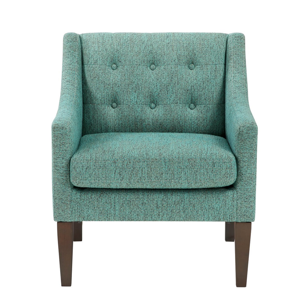 English Elm Contemporary Button-Tufted Accent Chair with Plush Fabric, Curved Arms and Solid Wood Legs for Living Green 26.5 L x 28.5 W x 22.5 H B011P281836