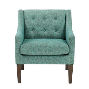 English Elm Contemporary Button-Tufted Accent Chair with Plush Fabric, Curved Arms and Solid Wood Legs for Living Green 26.5 L x 28.5 W x 22.5 H B011P281836