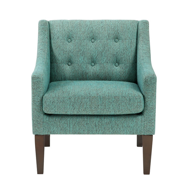 English Elm Contemporary Button-Tufted Accent Chair with Plush Fabric, Curved Arms and Solid Wood Legs for Living Green 26.5 L x 28.5 W x 22.5 H B011P281836