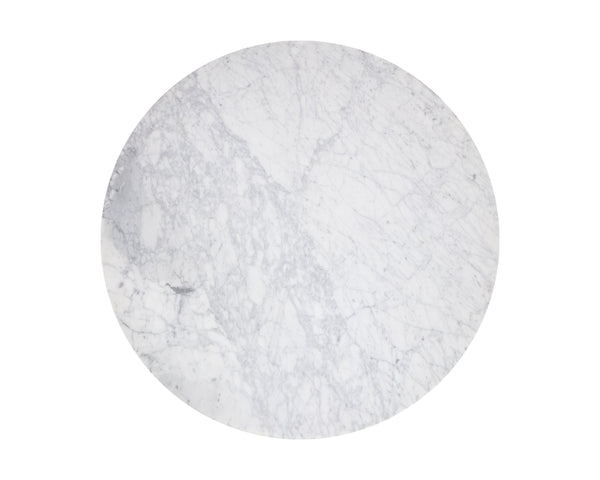 Sunpan Bijon 59" Dining Table with Matte White Carrara Marble Top & Sculptural Base - Unique Elegance