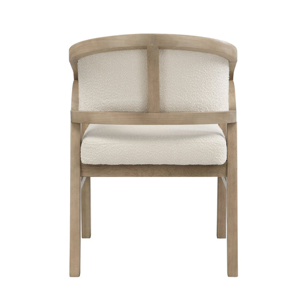 English Elm Christopher Knight Home® - Wooden Modern Dining Chair with Ergonomic Curved Back and Bouclé Upholstery, Solid Rubberwood Craftsmanship Beige,Natural N771P346814A