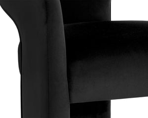 Sunpan ISIDORE Dining Armchair - Luxurious Abbington Black, Ergonomic Support & Modern Open-Back Design 112505