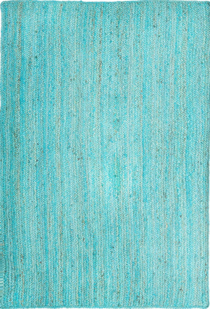 Unique Loom Braided Jute Dhaka Hand Braided Solid Rug Turquoise,  4' 1" x 6' 1"