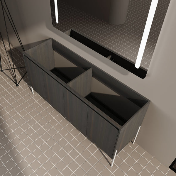 English Elm 60" Modern Freestanding Bathroom Vanity Cabinet with Soft-Close Doors, Ample Storage, KD Package Excluding Sink W1972P243180