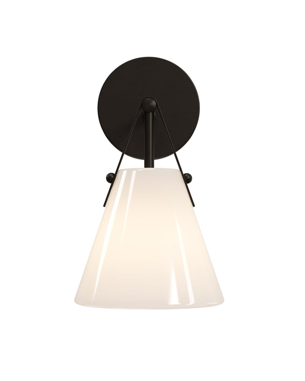 Currey & Company Bronwen Equestrian-inspired Brass Bath Wall Sconce With Dimmable Soft Glow And Modern Farmhouse Charm Black Glass ,Metal 5800-0074-currey-company