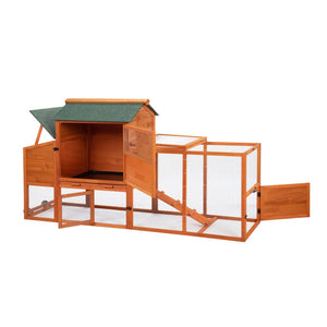 English Elm Portable Pinewood Chicken Coop with Nesting Box Run and Wheels for Backyard Flocks Orange W2181P356215