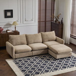 English Elm Christopher Knight Home® - 99 In. L Shaped Modular Velvet Sectional Sofa Set With Ottoman - Stylish Comfort For Any Space N773IS00004N