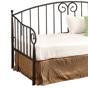 English Elm Marena Black Twin Metal Daybed with Elegant Scrollwork Sloped Rails — Classic, Durable, Stylish Comfort B062P340740