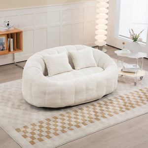 English Elm Bean Bean Bag Sofa High-Density Memory Foam Two-Seater Lounger High Back Chenille Cozy Support Beige W395P181433