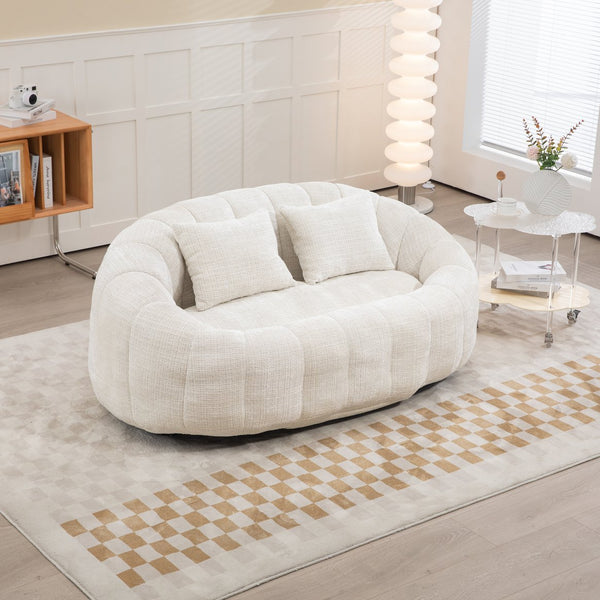 English Elm Bean Bean Bag Sofa High-Density Memory Foam Two-Seater Lounger High Back Chenille Cozy Support Beige W395P181433