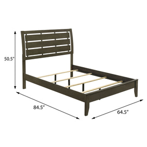 English Elm Grey Queen Sleigh Bed with Slatted Panel Headboard, Tapered Wooden Legs, Gray Finish, Durable Support B062S00450