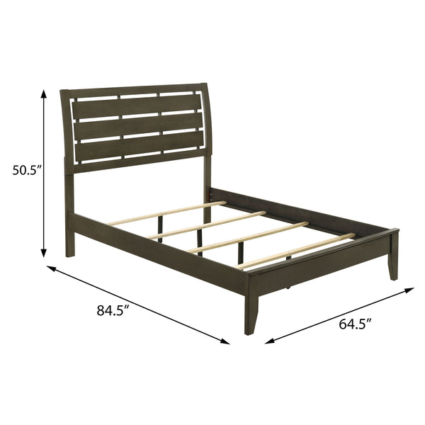 English Elm Grey Queen Sleigh Bed with Slatted Panel Headboard, Tapered Wooden Legs, Gray Finish, Durable Support B062S00450