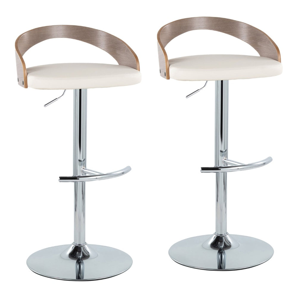 English Elm Adjustable Swivel Barstools Set of 2 Chrome Base Faux Leather Counter Height Seating B202S01973