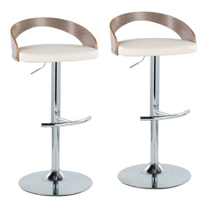 English Elm Adjustable Swivel Barstools Set of 2 Chrome Base Faux Leather Counter Height Seating B202S01973